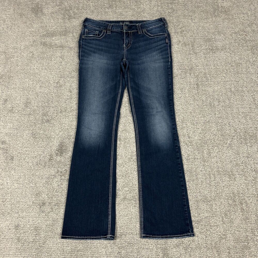 Silver Suki Mid Slim Bootcut Jeans Womens 31x33 Blue Denim Flap Pocket Rodeo